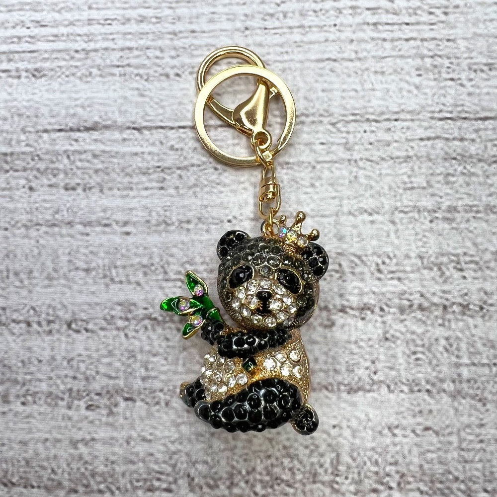🟣U pick-3 for $25🟣 Austrian Crystal, Enameled Royal Panda Keychain (4116987)